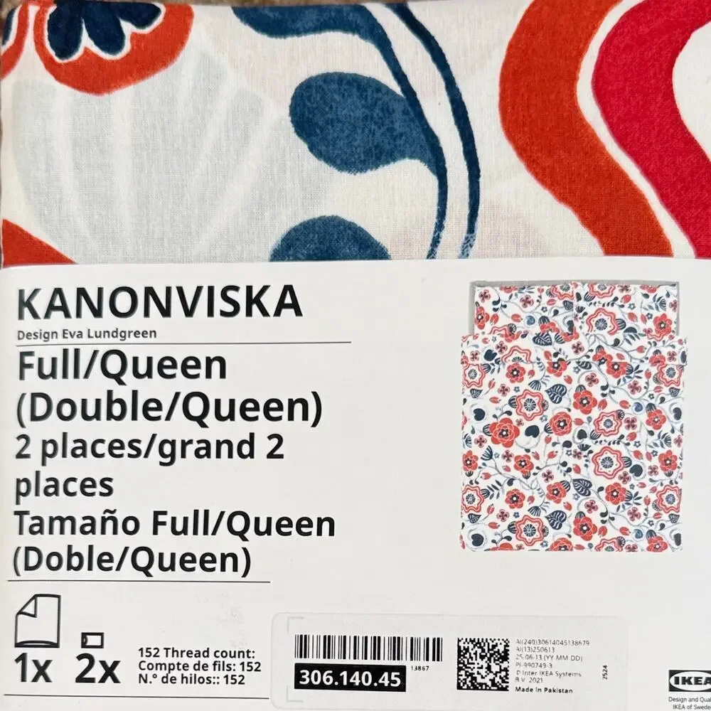 IKEA KANONVISKA Multicolor Floral Pattern Full/Queen Duvet Cover & Pillowcases